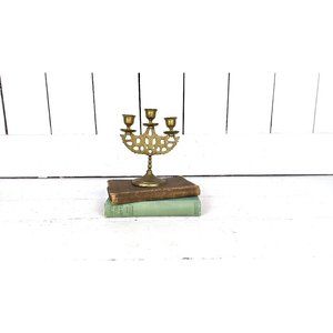 Vintage solid brass Chinese dragon taper candle candelabra